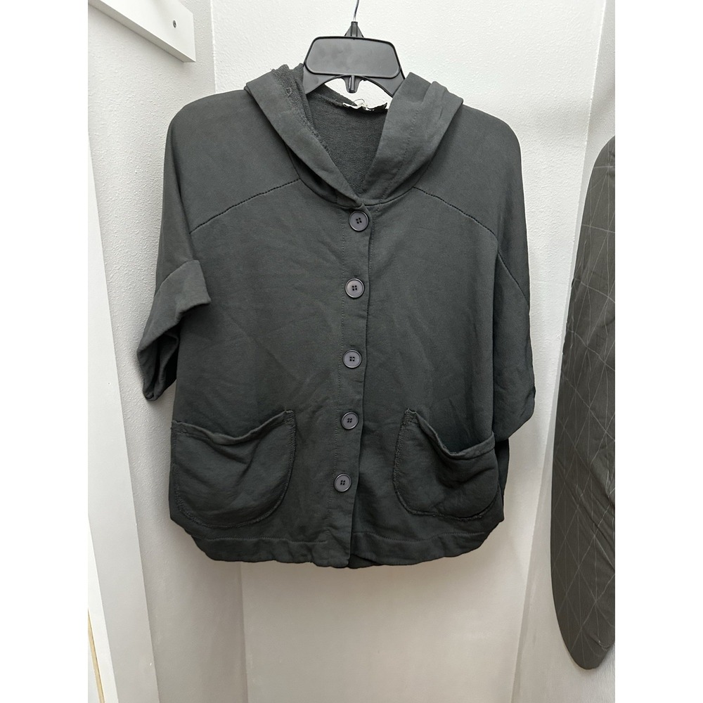 Saga Made In Italy‎ Jacket Gray Slouch Hood Button Up Plus Size Uknown